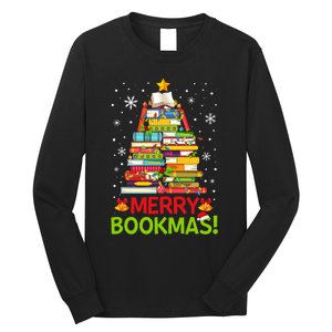 Merry Bookmas Christmas Library Tree Reading Librarian Long Sleeve Shirt