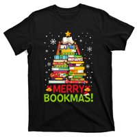 Merry Bookmas Christmas Library Tree Reading Librarian T-Shirt