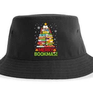 Merry Bookmas Christmas Library Tree Reading Librarian Sustainable Bucket Hat