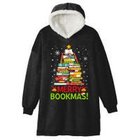 Merry Bookmas Christmas Library Tree Reading Librarian Hooded Wearable Blanket