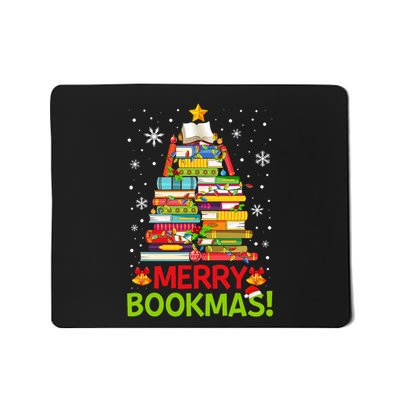Merry Bookmas Christmas Library Tree Reading Librarian Mousepad