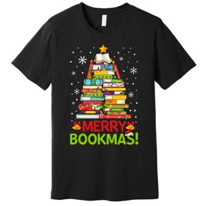 Merry Bookmas Christmas Library Tree Reading Librarian Premium T-Shirt