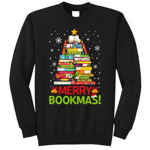 Merry Bookmas Christmas Library Tree Reading Librarian Tall Sweatshirt