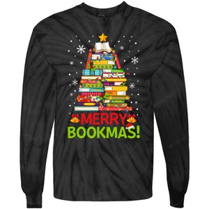 Merry Bookmas Christmas Library Tree Reading Librarian Tie-Dye Long Sleeve Shirt