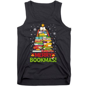 Merry Bookmas Christmas Library Tree Reading Librarian Tank Top