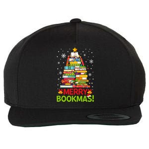 Merry Bookmas Christmas Library Tree Reading Librarian Wool Snapback Cap