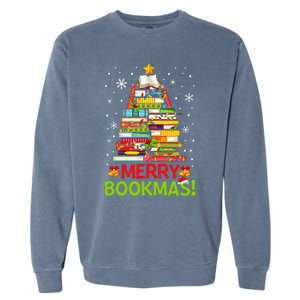 Merry Bookmas Christmas Library Tree Reading Librarian Garment-Dyed Sweatshirt