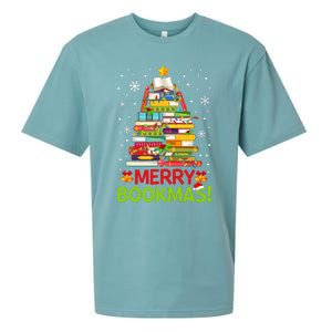 Merry Bookmas Christmas Library Tree Reading Librarian Sueded Cloud Jersey T-Shirt