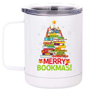 Merry Bookmas Christmas Library Tree Reading Librarian 12 oz Stainless Steel Tumbler Cup