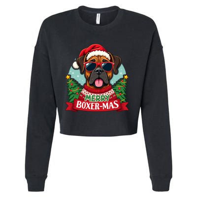 Merry Boxermas Cute Boxer Dog Christmas Cropped Pullover Crew