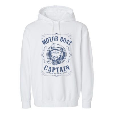 Motor Boat Captain Funny Pontoon Boating Motor Boatin Lake Garment-Dyed Fleece Hoodie