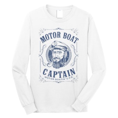 Motor Boat Captain Funny Pontoon Boating Motor Boatin Lake Long Sleeve Shirt