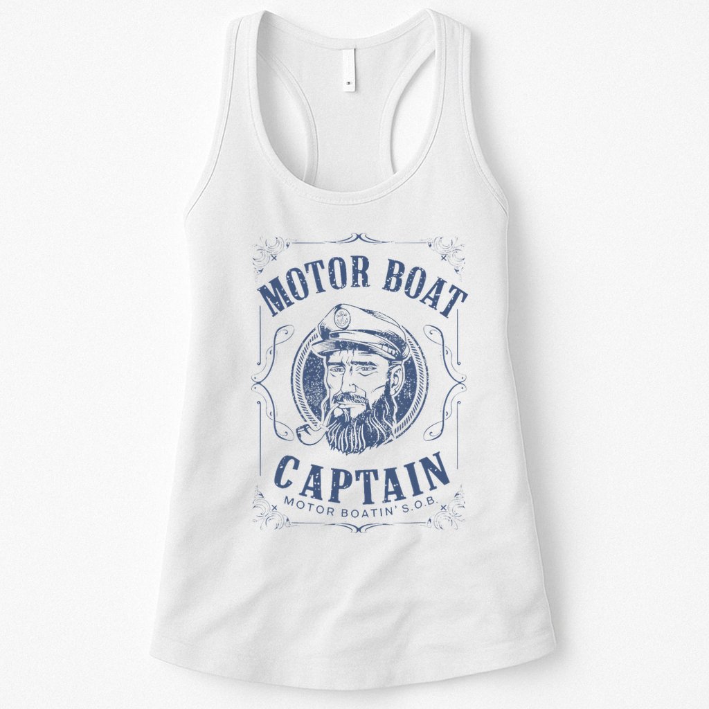 Motor Boat Captain Funny Pontoon Boating Motor Boatin Lake Womens Tank Top
