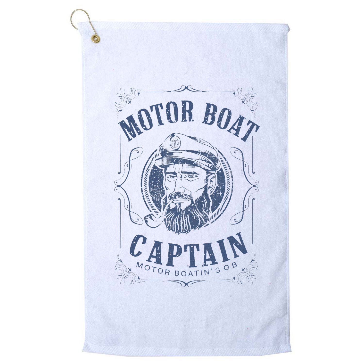 Motor Boat Captain Funny Pontoon Boating Motor Boatin Lake Golf Towel