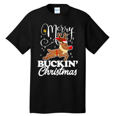 Merry Buckin Christmas Rudolph Reindeer Funny Tank Top Tall T-Shirt