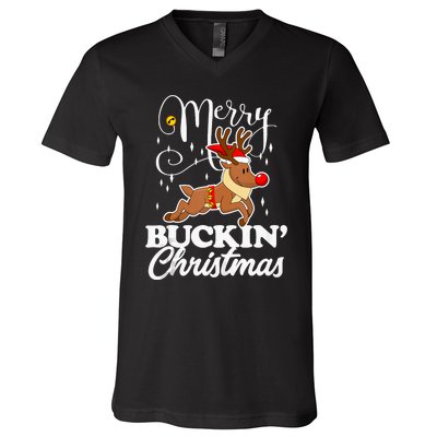 Merry Buckin Christmas Rudolph Reindeer Funny Tank Top V-Neck T-Shirt