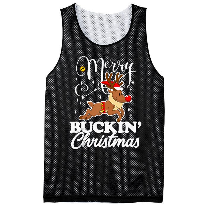 Merry Buckin Christmas Rudolph Reindeer Funny Tank Top Mesh Reversible Basketball Jersey Tank