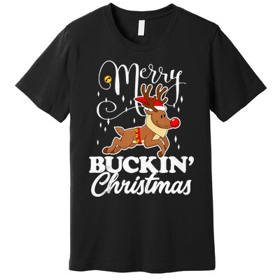 Merry Buckin Christmas Rudolph Reindeer Funny Tank Top Premium T-Shirt