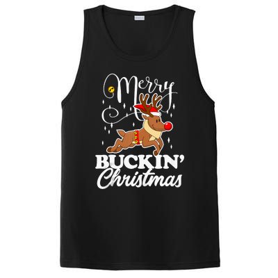 Merry Buckin Christmas Rudolph Reindeer Funny Tank Top PosiCharge Competitor Tank