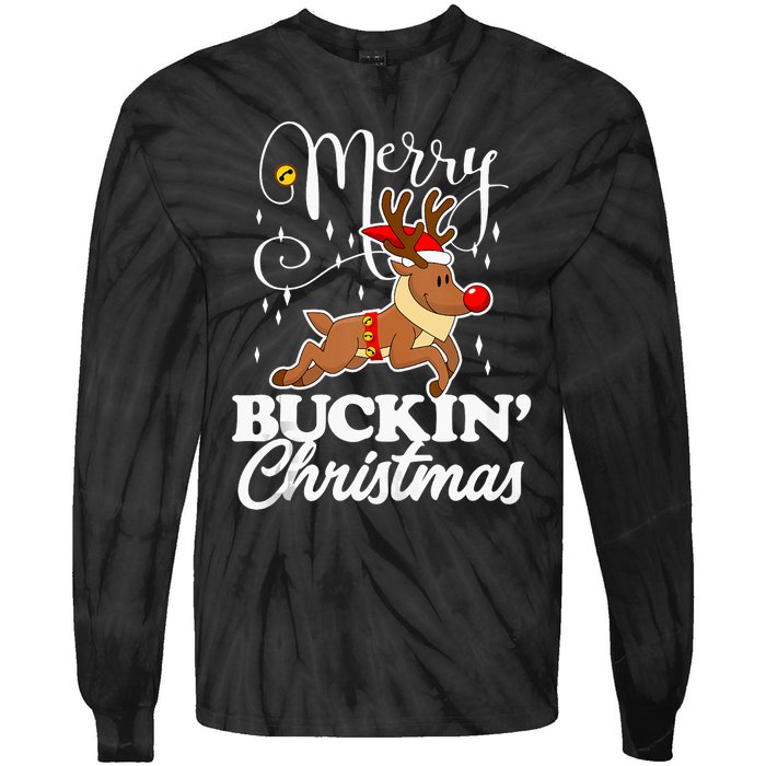 Merry Buckin Christmas Rudolph Reindeer Funny Tank Top Tie-Dye Long Sleeve Shirt