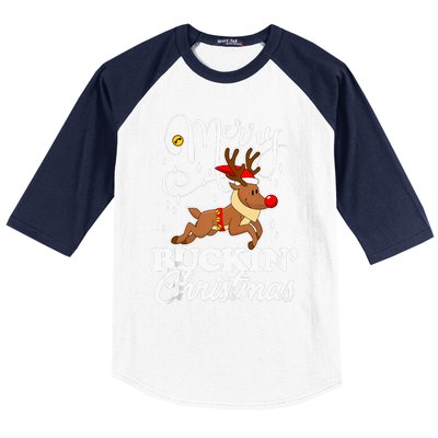 Merry Buckin Christmas Rudolph Reindeer Funny Tank Top Baseball Sleeve Shirt