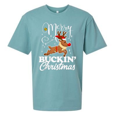 Merry Buckin Christmas Rudolph Reindeer Funny Tank Top Sueded Cloud Jersey T-Shirt