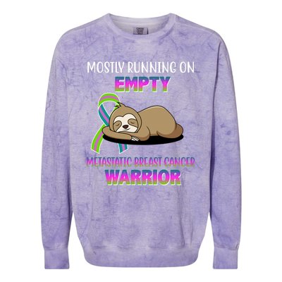 Metastatic Breast Cancer Warrior Awareness Sloth Colorblast Crewneck Sweatshirt