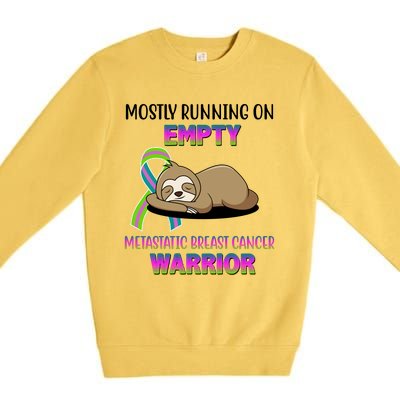 Metastatic Breast Cancer Warrior Awareness Sloth Premium Crewneck Sweatshirt