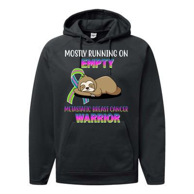 Metastatic Breast Cancer Warrior Awareness Sloth Performance Fleece Hoodie