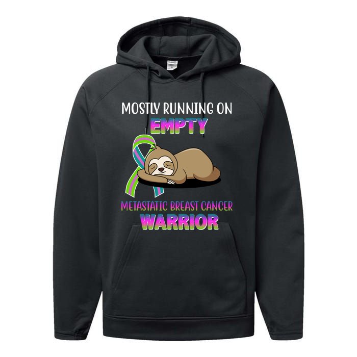 Metastatic Breast Cancer Warrior Awareness Sloth Performance Fleece Hoodie