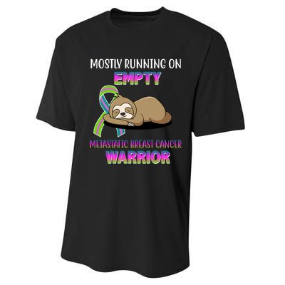 Metastatic Breast Cancer Warrior Awareness Sloth Performance Sprint T-Shirt