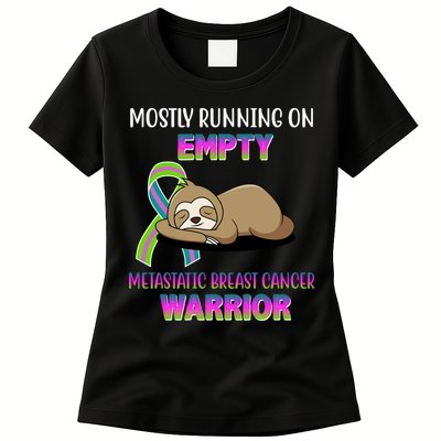 Metastatic Breast Cancer Warrior Awareness Sloth Womens T-Shirt
