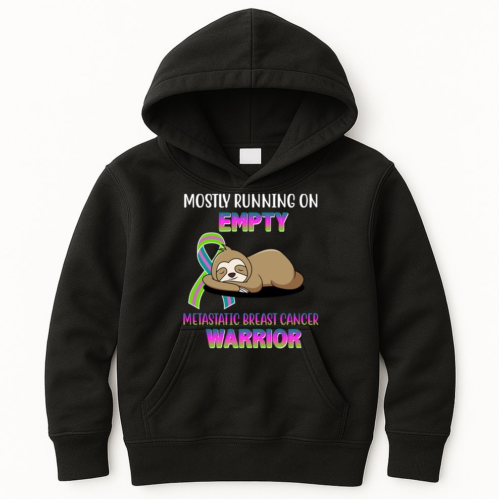Metastatic Breast Cancer Warrior Awareness Sloth Kids Hoodie