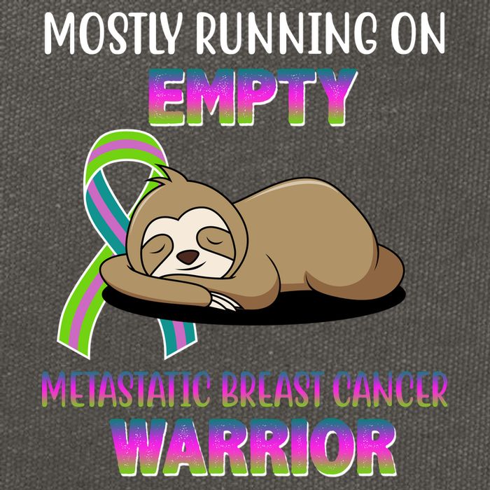 Metastatic Breast Cancer Warrior Awareness Sloth Cotton Canvas Backpack