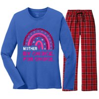 Mother By Choice For Choice Reproductive Right Boho Rainbow Gift Women's Long Sleeve Flannel Pajama Set 