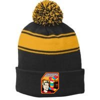 Master Builder Construction Building Blocks Bricks Engineer Stripe Pom Pom Beanie