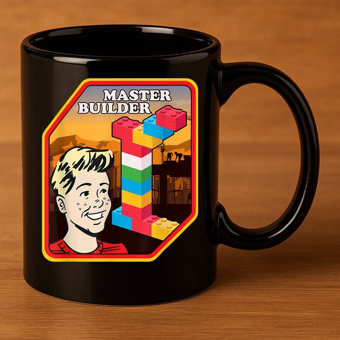Master Builder Construction Building Blocks Bricks Engineer 11oz C Handle Ceramic Mug