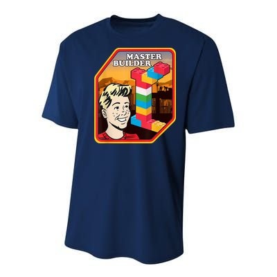 Master Builder Construction Building Blocks Bricks Engineer Youth Performance Sprint T-Shirt