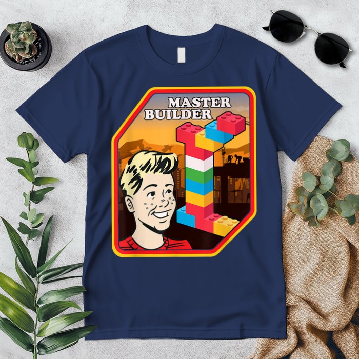Master Builder Construction Building Blocks Bricks Engineer Premium T-Shirt