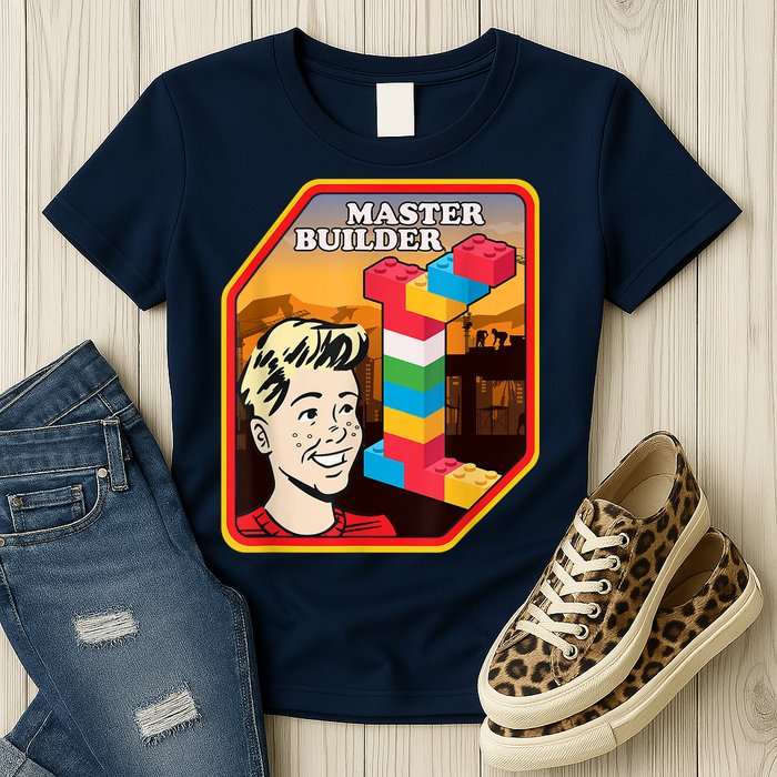 Master Builder Construction Building Blocks Bricks Engineer Womens T-Shirt