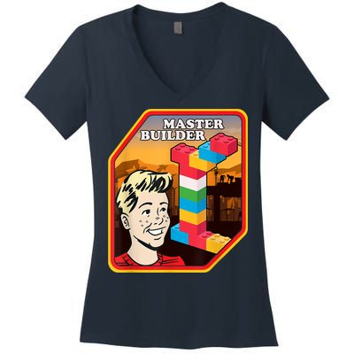 Master Builder Construction Building Blocks Bricks Engineer Women's V-Neck T-Shirt