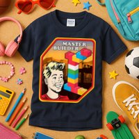 Master Builder Construction Building Blocks Bricks Engineer Kids T-Shirt