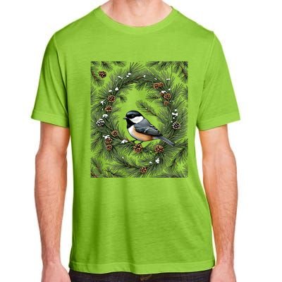 Maine Black Capped Chickadee With Pine Funny Gift Adult ChromaSoft Performance T-Shirt