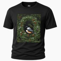Maine Black Capped Chickadee With Pine Funny Gift Cooling Performance Crew T-Shirt