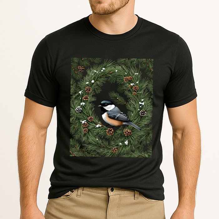 Maine Black Capped Chickadee With Pine Funny Gift Cooling Performance Crew T-Shirt