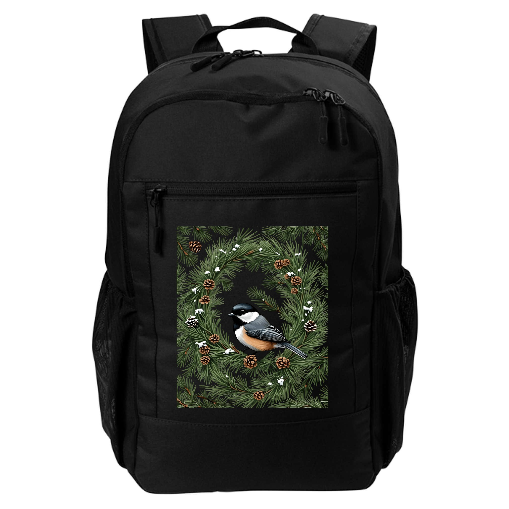 Maine Black Capped Chickadee With Pine Funny Gift Backpack