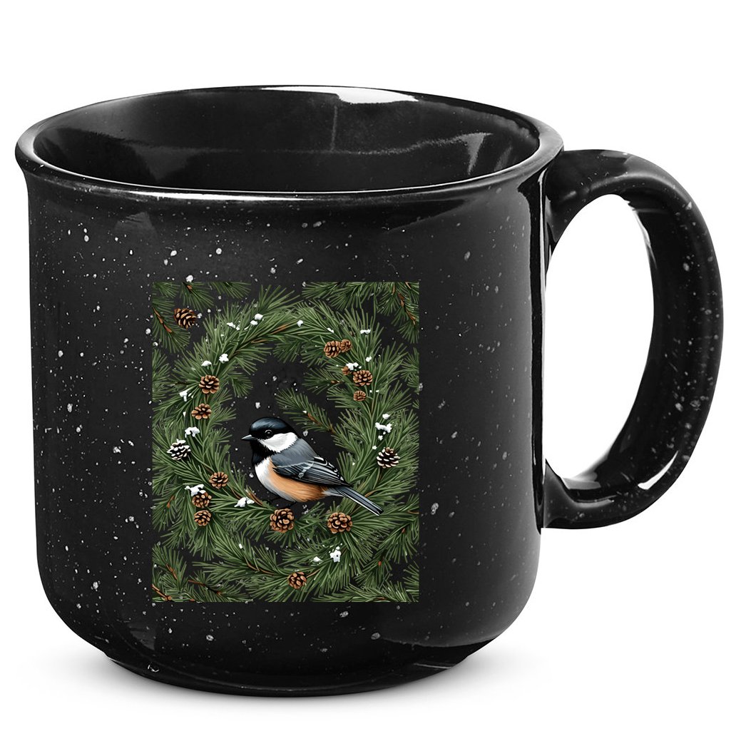 Maine Black Capped Chickadee With Pine Funny Gift 15oz Campfire Ceramic Mug