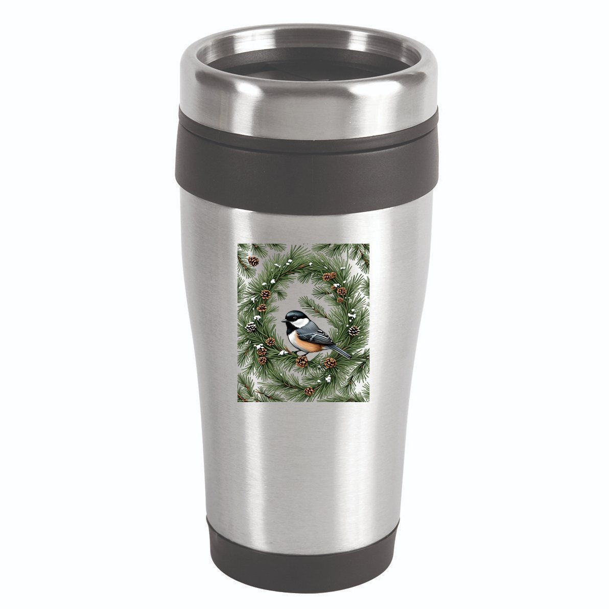 Maine Black Capped Chickadee With Pine Funny Gift 16oz Travel Tumbler