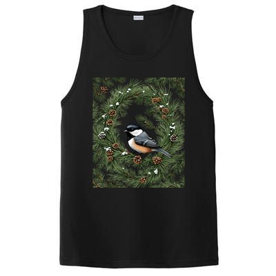 Maine Black Capped Chickadee With Pine Funny Gift PosiCharge Competitor Tank