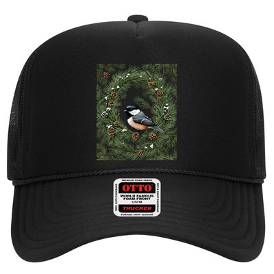 Maine Black Capped Chickadee With Pine Funny Gift Trucker Hat